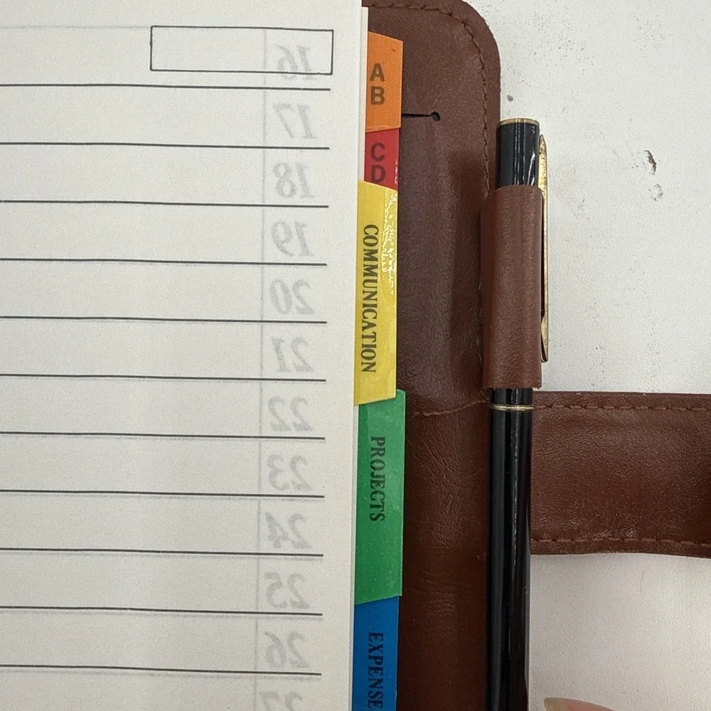 Vtg Diary Planner Binder Notebook, Reusable Leather Journal Weekly Monthly NOS